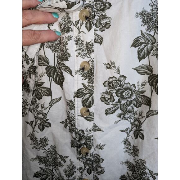 Vintage Liz Claiborne Skirt Linen Cotton Front Button Floral Pattern Sz 10 - Picture 4 of 7